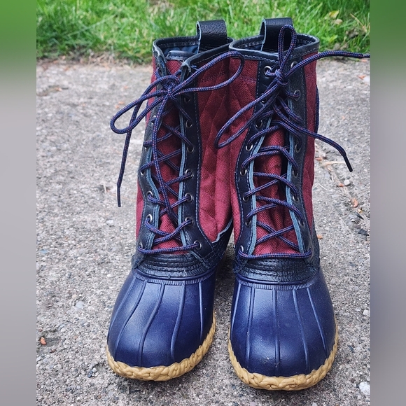 L.L. Bean Navy and Burgundy Duck Boots - Picture 3 of 6